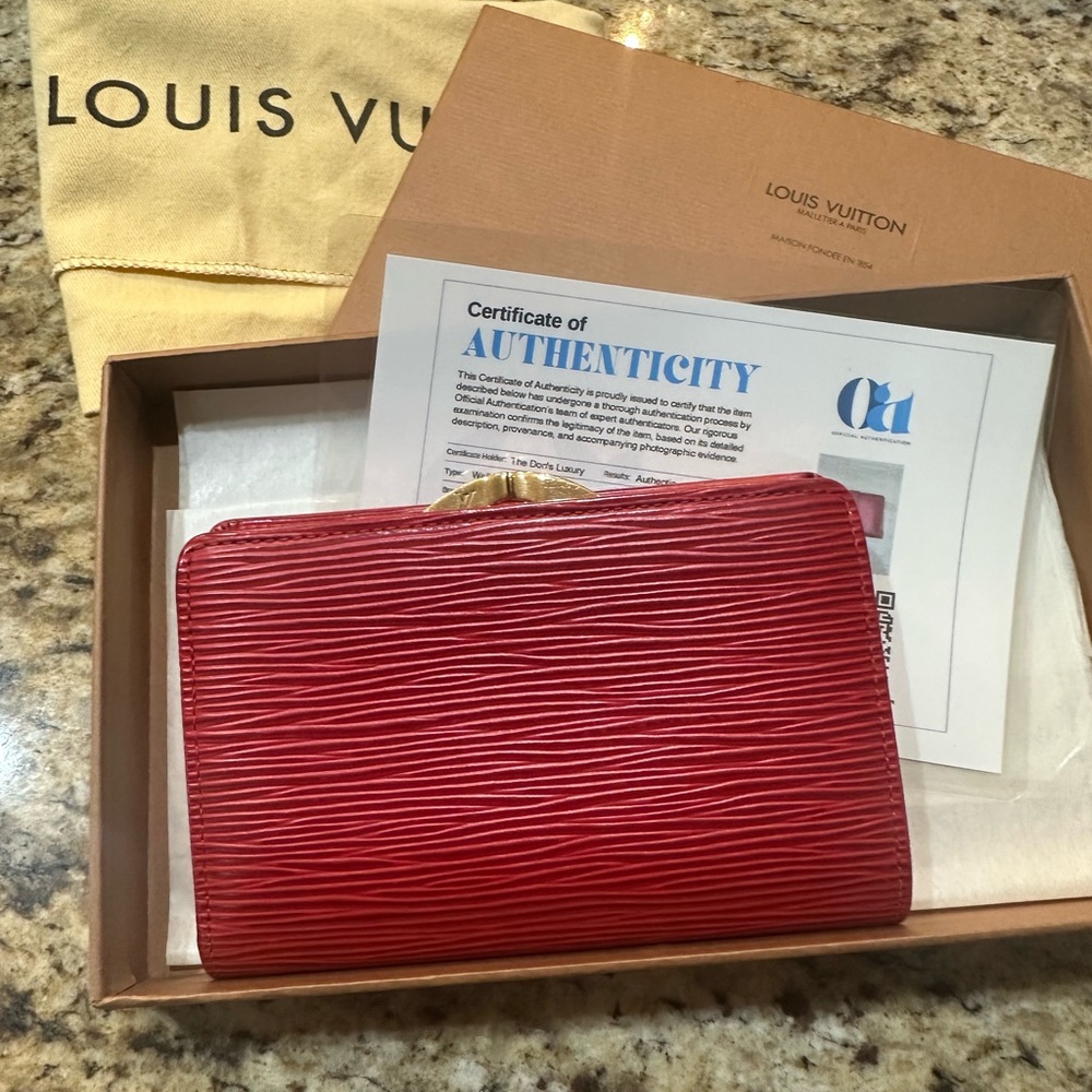 Authentic Louis Vuitton Red Epi French Wallet